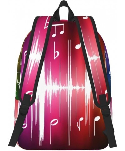 Musics Print Lightweight Travel Canvas Backpack Casual Daypack For Men Women Work, Sports, Beach Black Medium $22.61 Backpacks