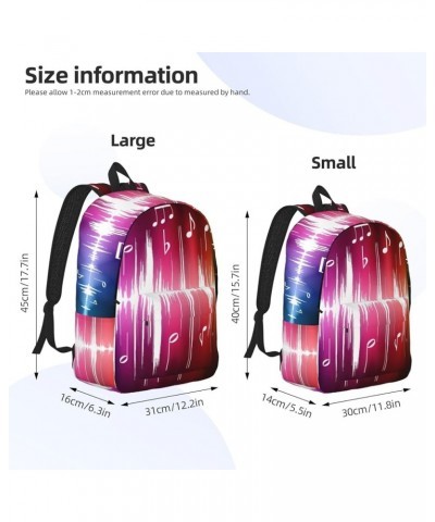 Musics Print Lightweight Travel Canvas Backpack Casual Daypack For Men Women Work, Sports, Beach Black Medium $22.61 Backpacks