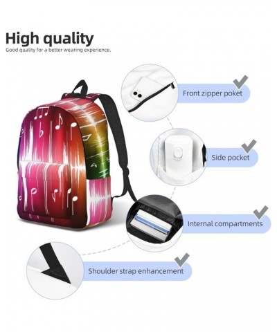 Musics Print Lightweight Travel Canvas Backpack Casual Daypack For Men Women Work, Sports, Beach Black Medium $22.61 Backpacks