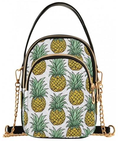 Vintage Tiled Pineapple Women's Crossbody Handbags with Zipper, Casual Leather Cell Phone Purse Crossbody Bags for Ladies $14...