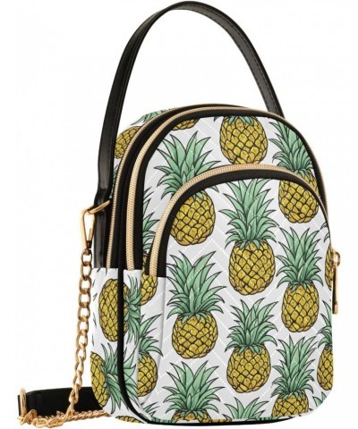 Vintage Tiled Pineapple Women's Crossbody Handbags with Zipper, Casual Leather Cell Phone Purse Crossbody Bags for Ladies $14...