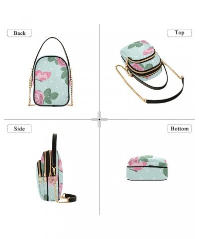 Rose Butterfly Blue Polka Dots Crossbody Bags for Women Small Shoulder with Detachable Straps, Trendy Cell Phone Purse Should...