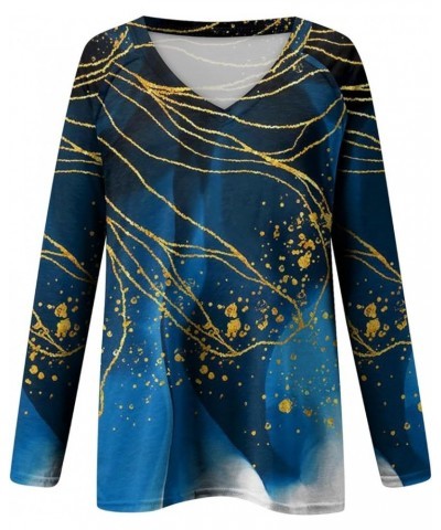 Women's Long Sleeve Shirts Casual 2023 Casual Loose Printed Tee Tops Trendy Cute Plus Size Dressy Winter Sweatshirt 5-blue $1...