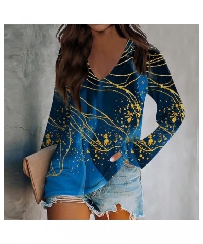 Women's Long Sleeve Shirts Casual 2023 Casual Loose Printed Tee Tops Trendy Cute Plus Size Dressy Winter Sweatshirt 5-blue $1...