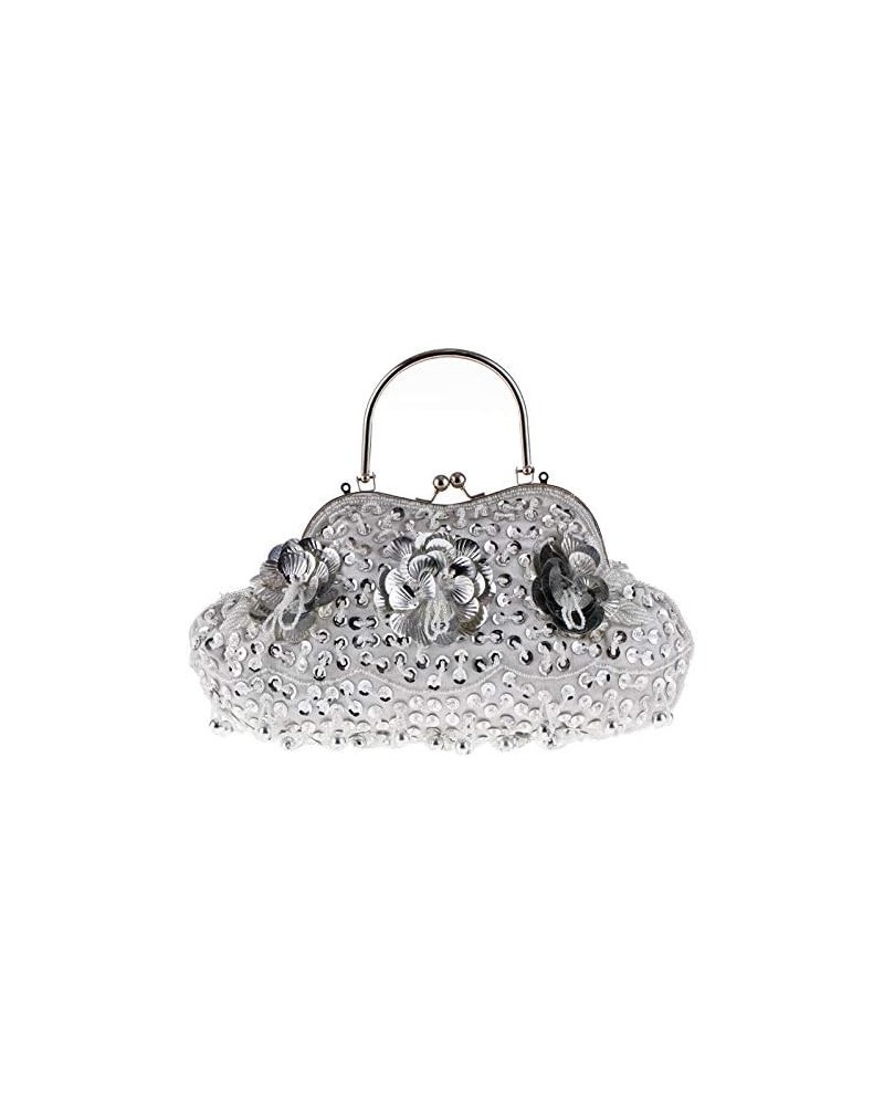 Retro Traditional Craft Handmade Dinner Beaded Embroidered Bag Handbag Women's Handbag (Color : GOLDEN) Silver $33.38 Shoulde...