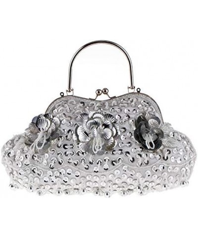 Retro Traditional Craft Handmade Dinner Beaded Embroidered Bag Handbag Women's Handbag (Color : GOLDEN) Silver $33.38 Shoulde...