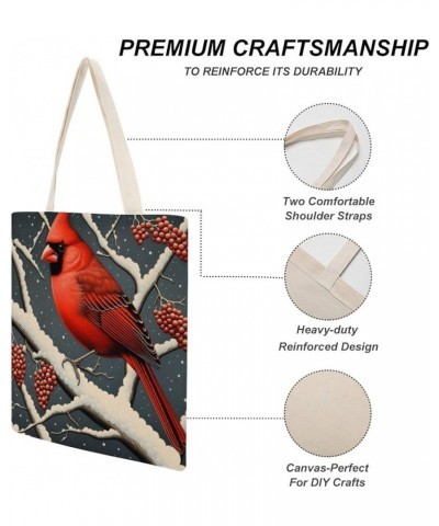 Canvas Tote Red Cardinal Song Scroll Christmas Shopping Tote Bag Tote Bag Shopping Grocery Bag Totebag-2 $11.28 Totes