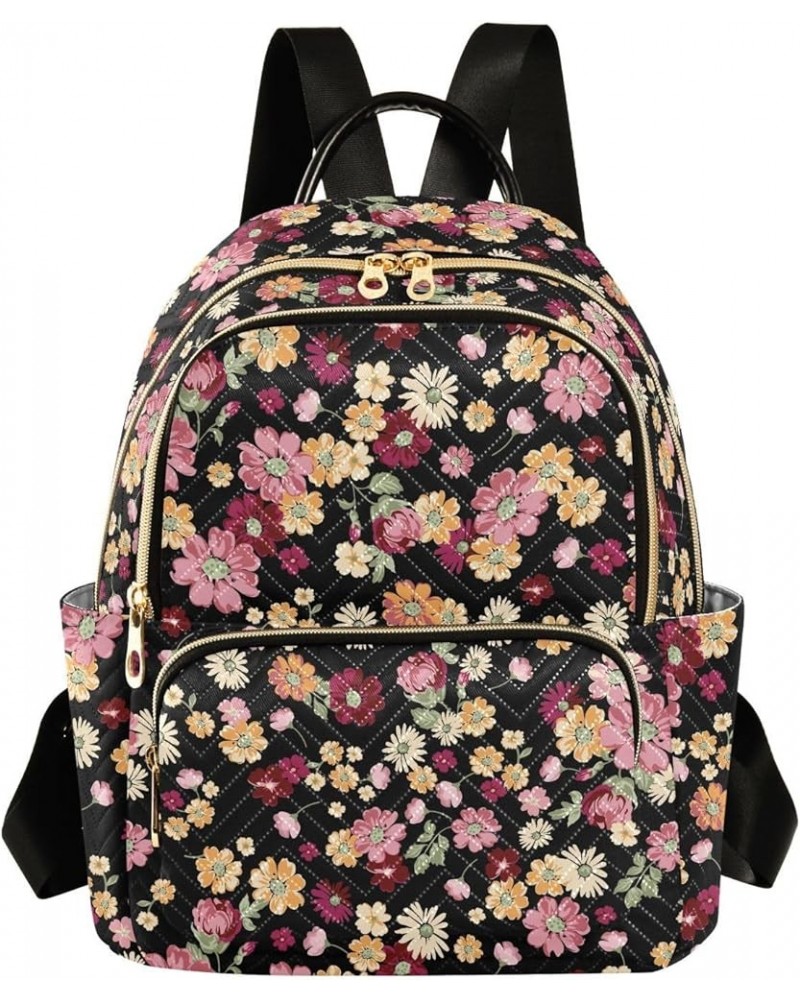 Mini Backpack for Women, Classical Daisy Floral Travel Backpack Purse for Ladies, Small Bookbag Daypack Shoulder Bag S Multi9...