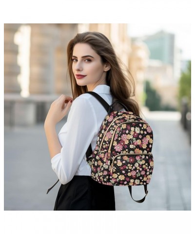 Mini Backpack for Women, Classical Daisy Floral Travel Backpack Purse for Ladies, Small Bookbag Daypack Shoulder Bag S Multi9...