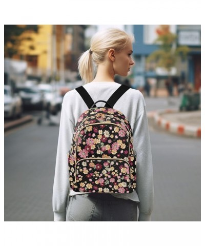 Mini Backpack for Women, Classical Daisy Floral Travel Backpack Purse for Ladies, Small Bookbag Daypack Shoulder Bag S Multi9...