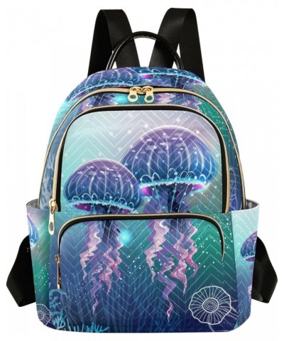 Small Backpack for Women Travel Bag Neon Jellyfishes Daypack Purse Fashion Shoulder Bag Rucksack Medium B1051 $11.18 Backpacks