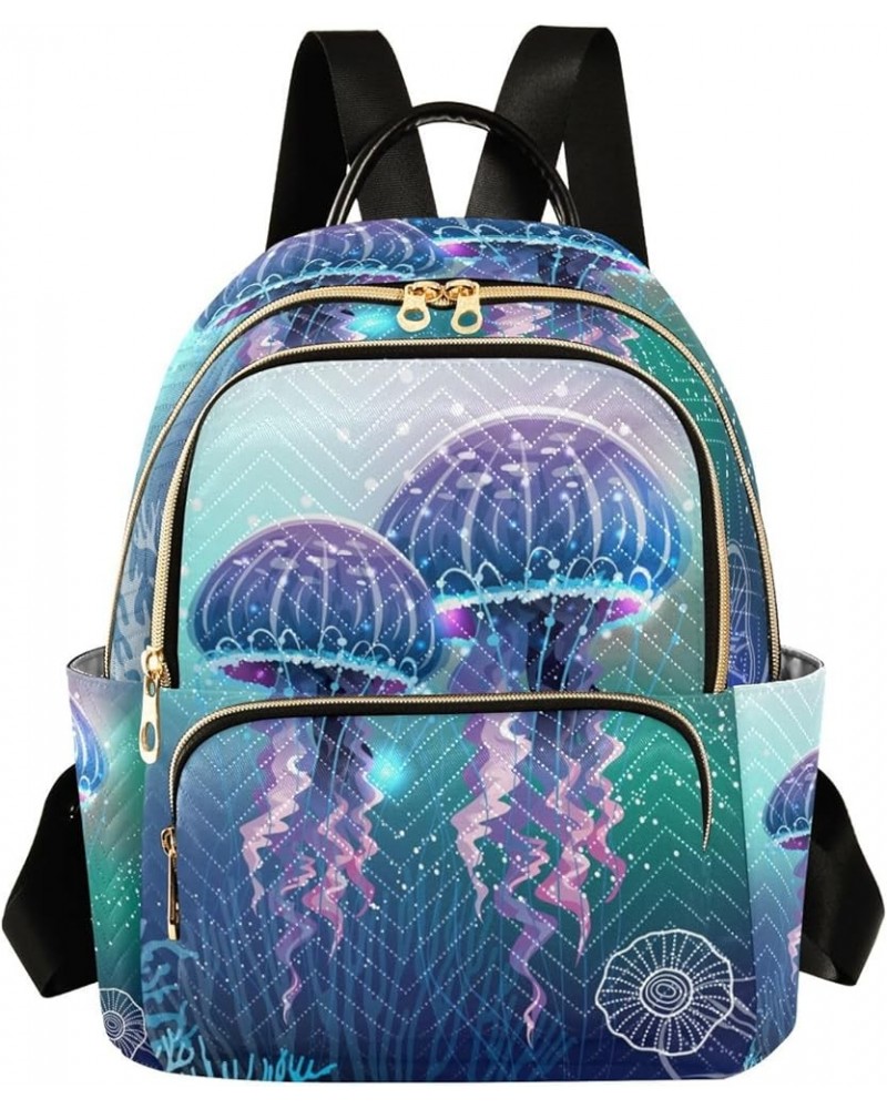 Small Backpack for Women Travel Bag Neon Jellyfishes Daypack Purse Fashion Shoulder Bag Rucksack Medium B1051 $11.18 Backpacks