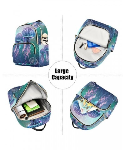 Small Backpack for Women Travel Bag Neon Jellyfishes Daypack Purse Fashion Shoulder Bag Rucksack Medium B1051 $11.18 Backpacks