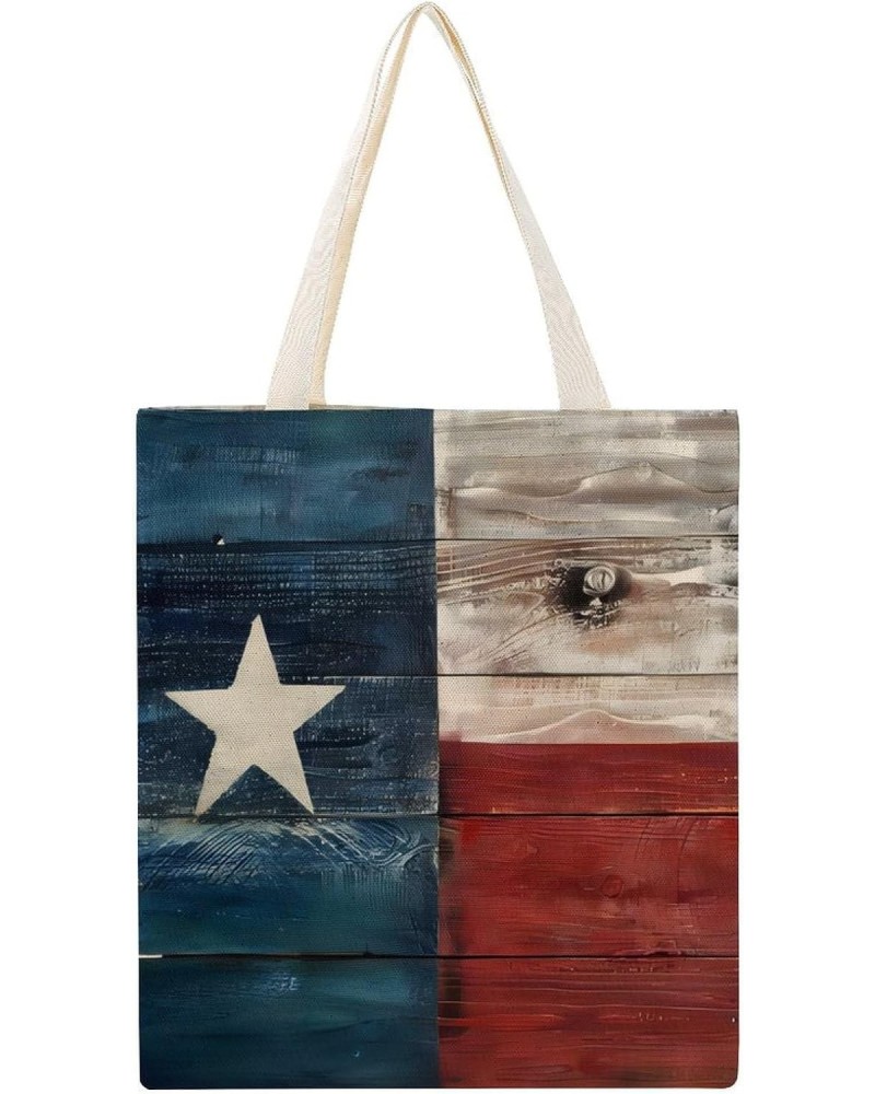 Rustic Wooden Texas Flag Art CanvasTote Bag for Women Girl Canvas Shoulder Handbags Cute Large Purse $9.43 Totes