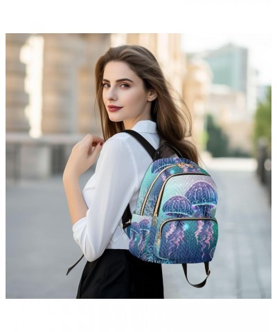 Small Backpack for Women Travel Bag Neon Jellyfishes Daypack Purse Fashion Shoulder Bag Rucksack Medium B1051 $11.18 Backpacks