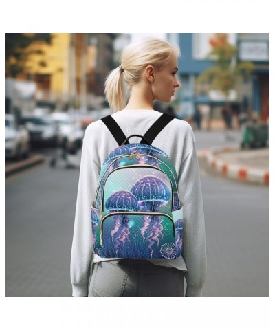 Small Backpack for Women Travel Bag Neon Jellyfishes Daypack Purse Fashion Shoulder Bag Rucksack Medium B1051 $11.18 Backpacks