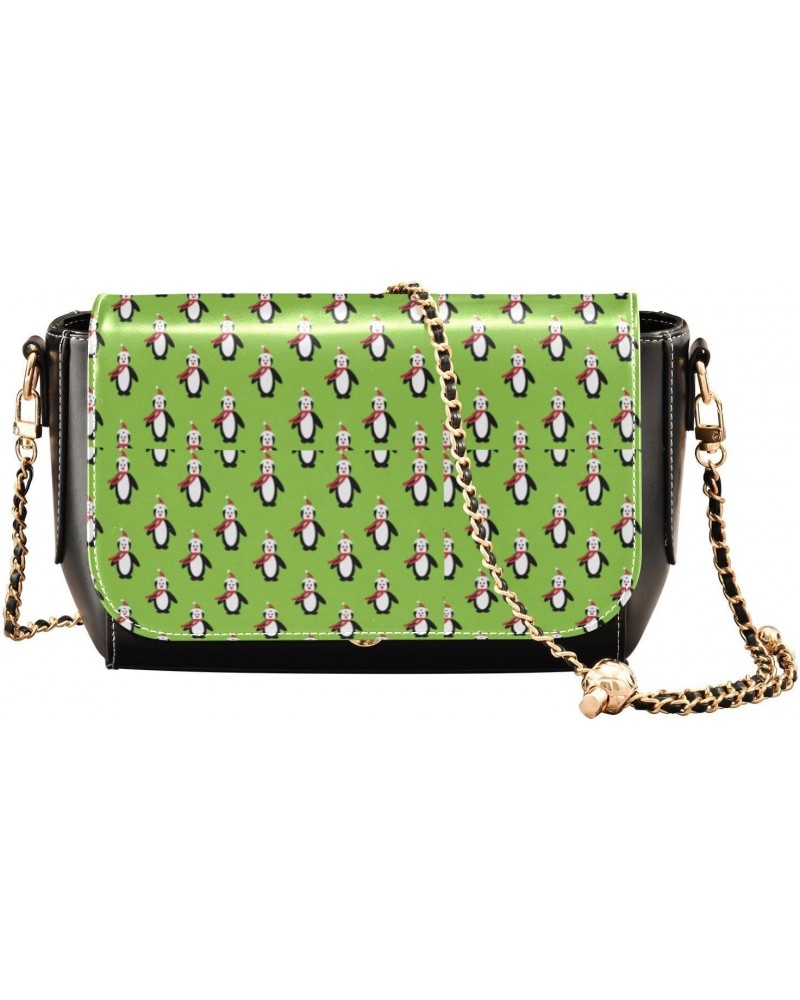 Christmas Penguin Green Sling Bags Crossbody for Womens Trendy Handbags with Adjustable Strap Black Belt Bag $22.95 Crossbody...