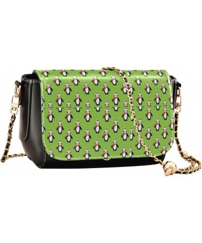 Christmas Penguin Green Sling Bags Crossbody for Womens Trendy Handbags with Adjustable Strap Black Belt Bag $22.95 Crossbody...