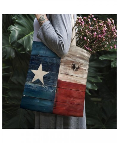 Rustic Wooden Texas Flag Art CanvasTote Bag for Women Girl Canvas Shoulder Handbags Cute Large Purse $9.43 Totes