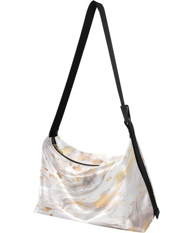 White Golden Marble Crossbody Bag Hobo Handbag Purse Fashion PU Leather Shoulder Bags for Women $13.60 Hobo Bags