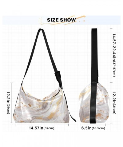 White Golden Marble Crossbody Bag Hobo Handbag Purse Fashion PU Leather Shoulder Bags for Women $13.60 Hobo Bags