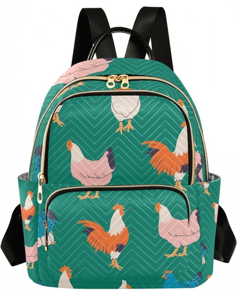 Cute Farm Animals Chicken Rooster Backpack for Women Shoulder Bag Lightweight Mini Backpack Casual Daypack for Travel Mini(10...