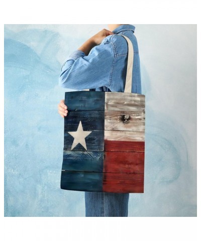 Rustic Wooden Texas Flag Art CanvasTote Bag for Women Girl Canvas Shoulder Handbags Cute Large Purse $9.43 Totes