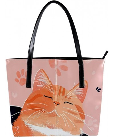 Tote Bags, Large Tote Bags for Women, Women's Tote Handbags, Pink Lovely Animal Cat Cartoon, Tote Bags Women Design 522 $17.6...