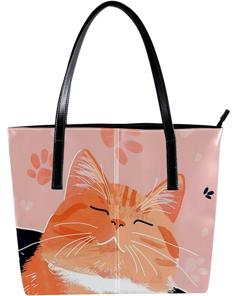 Tote Bags, Large Tote Bags for Women, Women's Tote Handbags, Pink Lovely Animal Cat Cartoon, Tote Bags Women Design 522 $17.6...