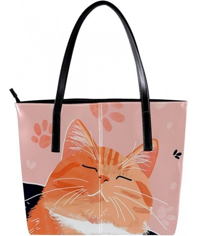 Tote Bags, Large Tote Bags for Women, Women's Tote Handbags, Pink Lovely Animal Cat Cartoon, Tote Bags Women Design 522 $17.6...