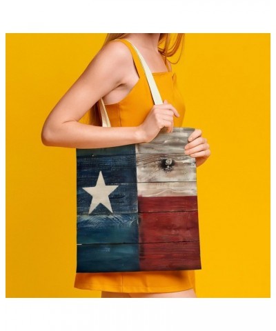 Rustic Wooden Texas Flag Art CanvasTote Bag for Women Girl Canvas Shoulder Handbags Cute Large Purse $9.43 Totes