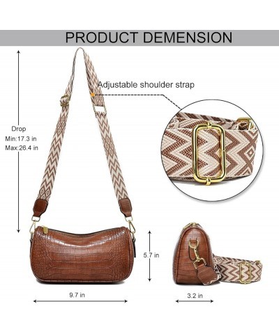 Small Crossbody Bag for Women Wide Strap Shoulder Bag Trendy Design Cluth Crossbody Purse and Handbag Top Zip 2-8-coffee $12....