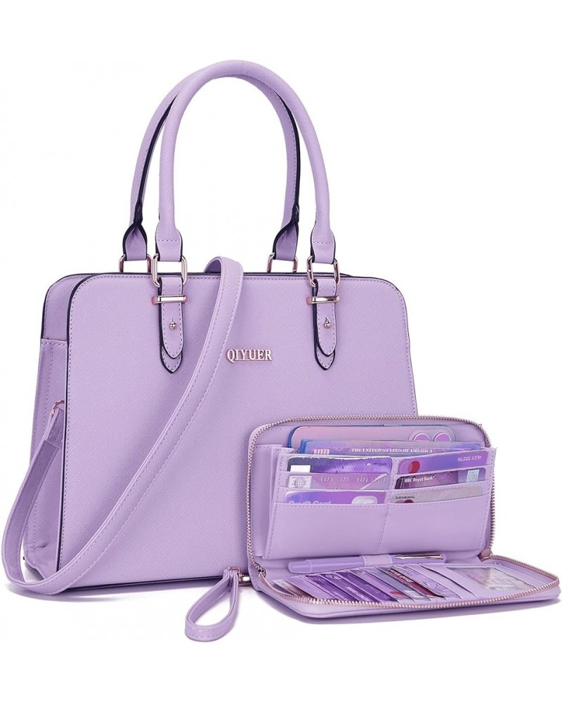 Satchel Purses For Women Top Handle Bag Purse And Wallet Set Work Tote Bags 2pcs A17-2pcs/Set Lavendera $30.18 Satchels