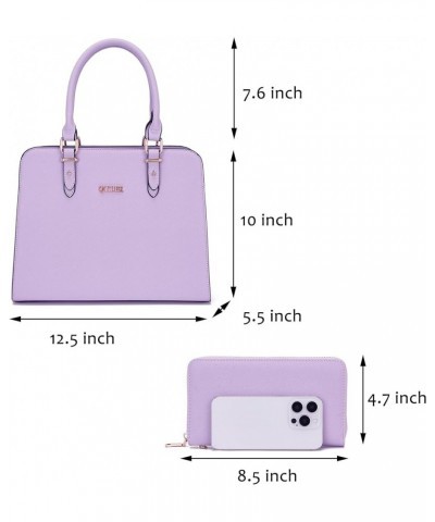 Satchel Purses For Women Top Handle Bag Purse And Wallet Set Work Tote Bags 2pcs A17-2pcs/Set Lavendera $30.18 Satchels