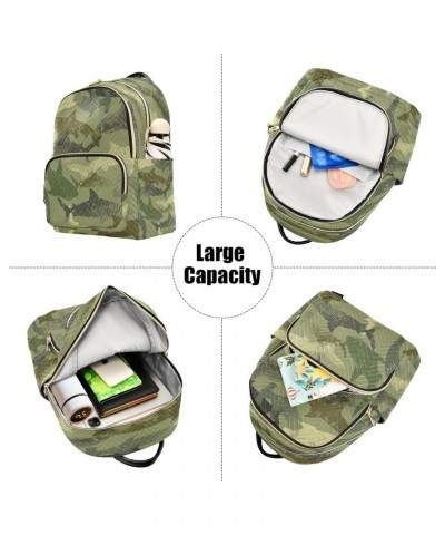 Green Shark Camouflage Backpack Purse for Women Travel Handbag Shoulder Bag $15.05 Backpacks