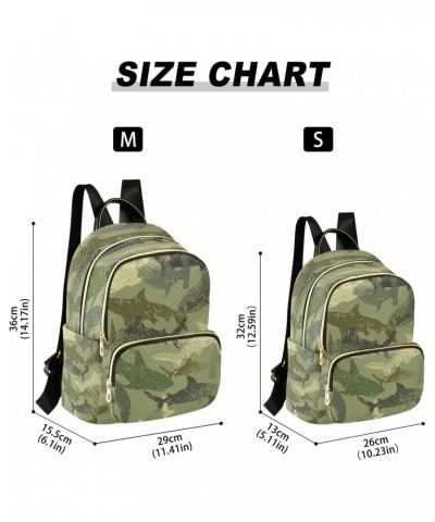 Green Shark Camouflage Backpack Purse for Women Travel Handbag Shoulder Bag $15.05 Backpacks