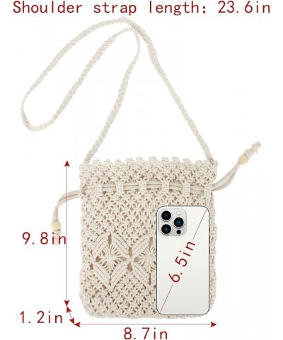 Van Caro Handwoven Cotton Straw Shoulder Bag Crochet Tassel Beach Bohemian Purse for Women 6897 White $14.80 Shoulder Bags