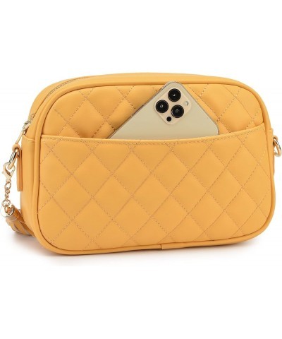 Quilted Crossbody Bag, Medium Lightweight Shoulder Purse Top Zipper Tassel Accent Yellow-lm692b $18.14 Crossbody Bags