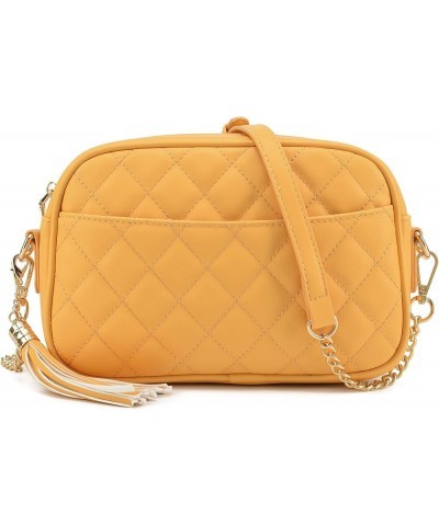 Quilted Crossbody Bag, Medium Lightweight Shoulder Purse Top Zipper Tassel Accent Yellow-lm692b $18.14 Crossbody Bags