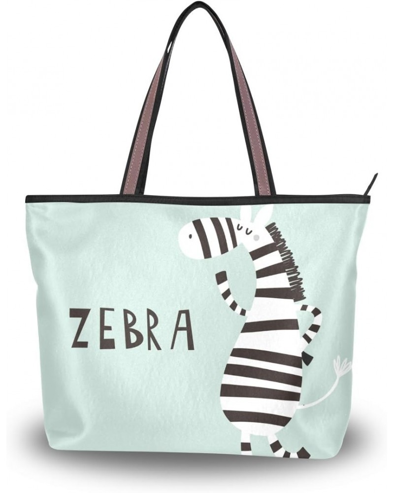 Cute Zebra Shoulder Bag Top Handle Tote Bag Handbag for Women $14.88 Handbags