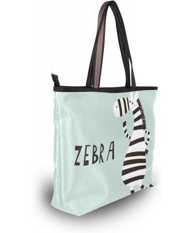 Cute Zebra Shoulder Bag Top Handle Tote Bag Handbag for Women $14.88 Handbags