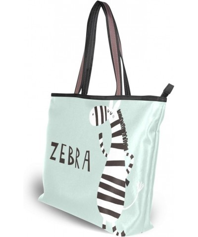 Cute Zebra Shoulder Bag Top Handle Tote Bag Handbag for Women $14.88 Handbags