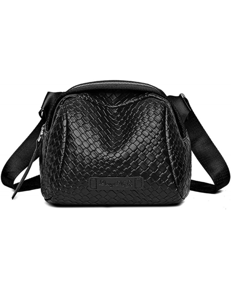 Woven Cross Body Bag Purses for Women - PU Leather Crossbody Shoulder Bag Trendy 2024 New Handmade Shell Bag Black $15.18 Sat...