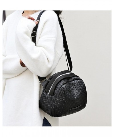 Woven Cross Body Bag Purses for Women - PU Leather Crossbody Shoulder Bag Trendy 2024 New Handmade Shell Bag Black $15.18 Sat...