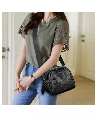 Woven Cross Body Bag Purses for Women - PU Leather Crossbody Shoulder Bag Trendy 2024 New Handmade Shell Bag Black $15.18 Sat...