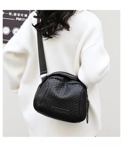 Woven Cross Body Bag Purses for Women - PU Leather Crossbody Shoulder Bag Trendy 2024 New Handmade Shell Bag Black $15.18 Sat...