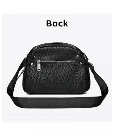 Woven Cross Body Bag Purses for Women - PU Leather Crossbody Shoulder Bag Trendy 2024 New Handmade Shell Bag Black $15.18 Sat...