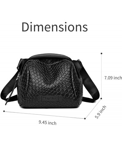 Woven Cross Body Bag Purses for Women - PU Leather Crossbody Shoulder Bag Trendy 2024 New Handmade Shell Bag Black $15.18 Sat...