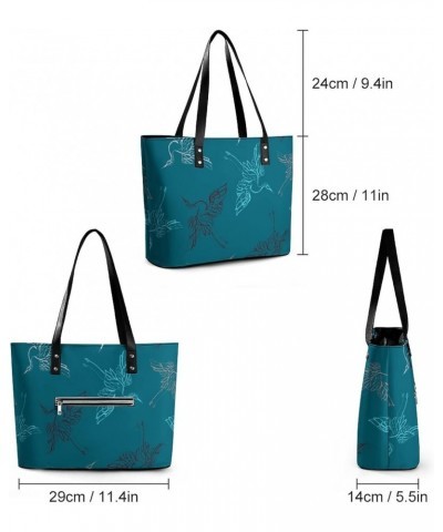 Womens Handbag Birds Cranes Leather Tote Bag Top Handle Satchel Bags For Lady $15.75 Totes