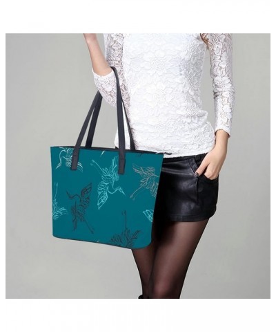 Womens Handbag Birds Cranes Leather Tote Bag Top Handle Satchel Bags For Lady $15.75 Totes